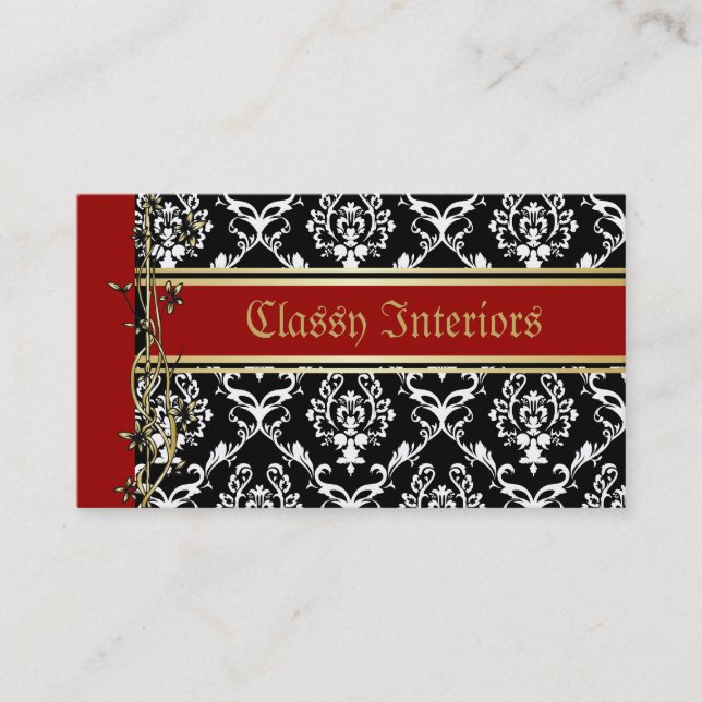 Golden Damask Luxury Custom Business Cards (Front)