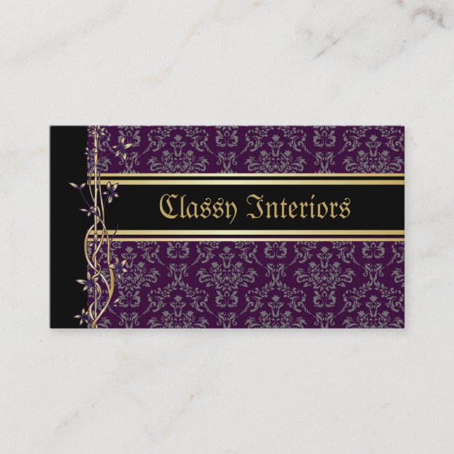 Golden Damask Luxury Custom Business Cards (Front)