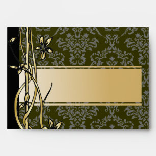 Golden Damask Luxury Custom Wedding Envelope
