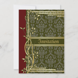 Golden Damask Luxury Custom Wedding Invitation