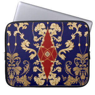 Golden Damask seamless pattern. Vintage indian wal Laptop Sleeve
