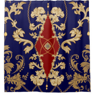 Golden Damask seamless pattern. Vintage indian wal Shower Curtain