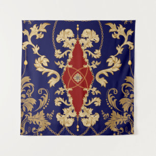 Golden Damask seamless pattern. Vintage indian wal Tapestry