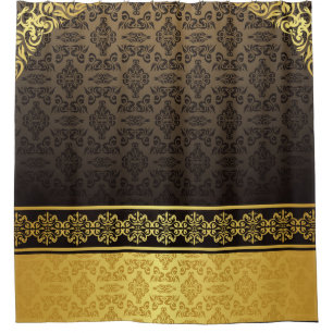 Golden Damask Shower Curtain
