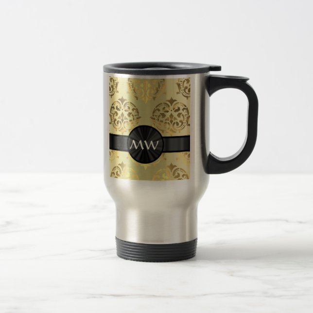 Golden damask travel mug (Right)