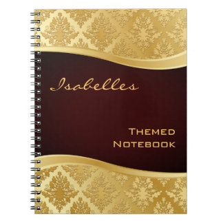 Golden Damask Wave Notebook