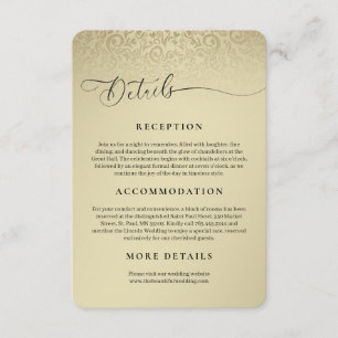 Golden Damask Wedding Details Enclosure Card