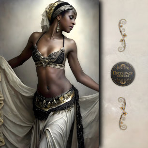 Golden Dancer in Regal Beadwork Decoupage Tissue Paper