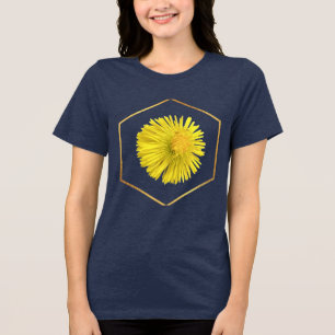 Golden Dandelion Geometric Hexagon Blue T-Shirt Tri-Blend Shirt