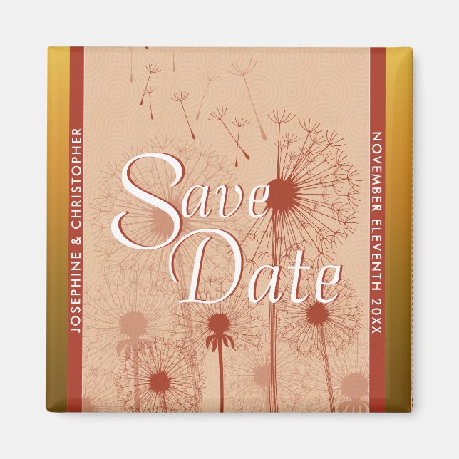 Golden Dandelion Save the Date Magnet (Front)