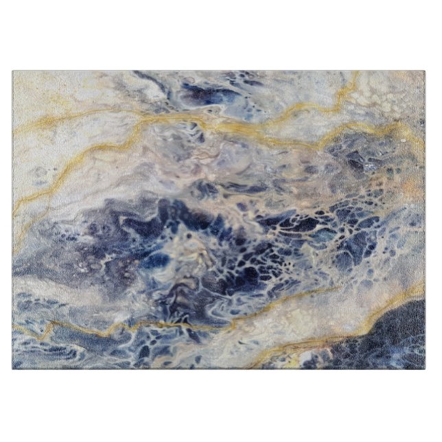 Golden Dark Abstract Marble Background Cutting Board (Front)