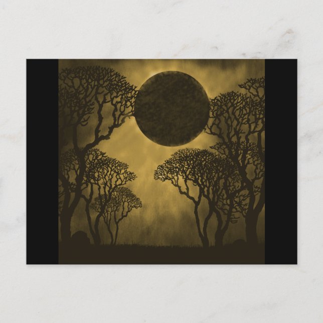 Golden Dark Forest Eclipse Postcard (Front)