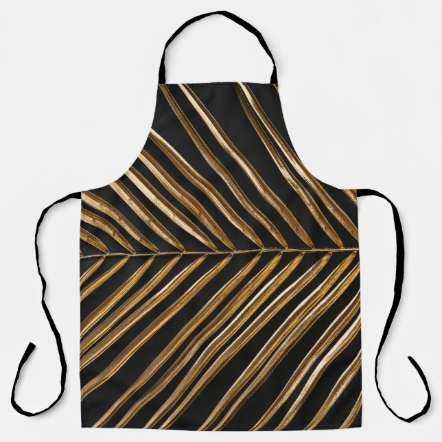 Golden Date Palm Leaf: Black Minimalist Apron (Front)