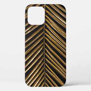Golden Date Palm Leaf: Black Minimalist iPhone 12 Case