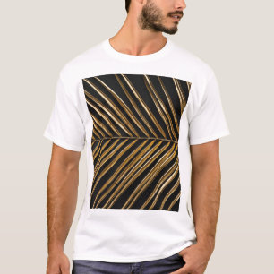 Golden Date Palm Leaf: Black Minimalist T-Shirt