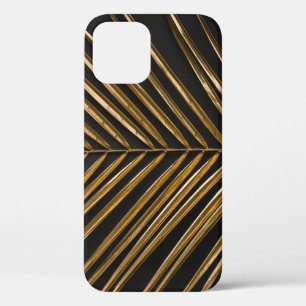 Golden Date Palm: Minimalist Black Background iPhone 12 Case