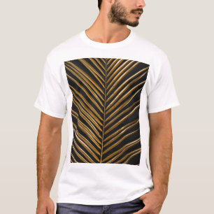Golden Date Palm: Minimalist Black Background T-Shirt