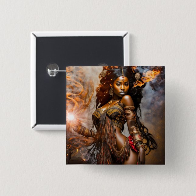 Golden Dawn- African Princess-button 15 Cm Square Badge (Front & Back)