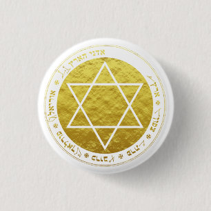 Golden Dawn Earth Pentacle gold colour 3 Cm Round Badge