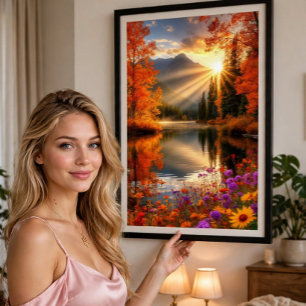 Golden Dawn Over Autumn Lake Canvas Print