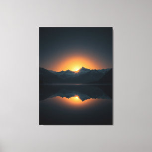 Golden Dawn Over Silent Peaks – Mountain Sunrise Canvas Print
