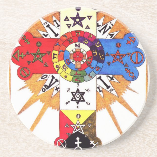 GOLDEN DAWN SYMBOL OF ROSE & CROSS COASTER (Front)