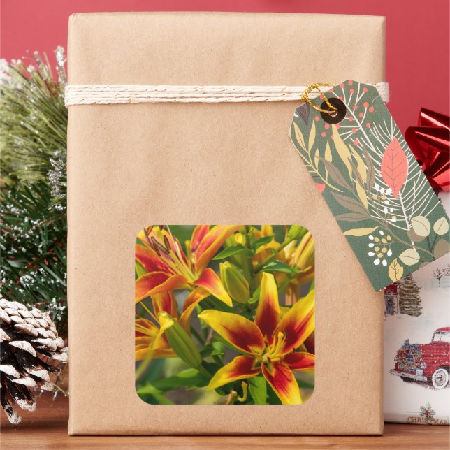 Golden Day Lily – Summer Bloom Square Sticker (Holiday)