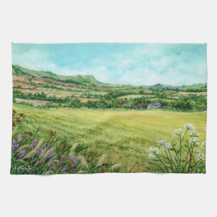 Golden Days on the South Downs in the Sun Tea Towel