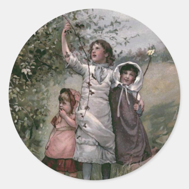 Golden Days Vintage Book Illustration Classic Round Sticker (Front)