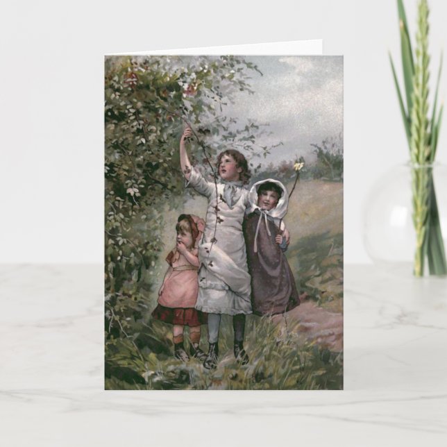 "Golden Days" Vintage Book Illustration Holiday Card (Front)