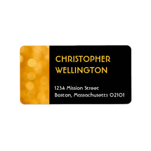 Golden dazzle champagne yellow party address label
