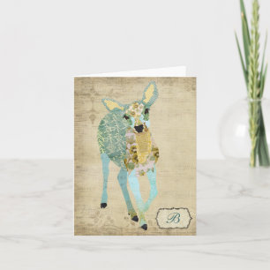 Golden Dearest Deer Monogram Notecard