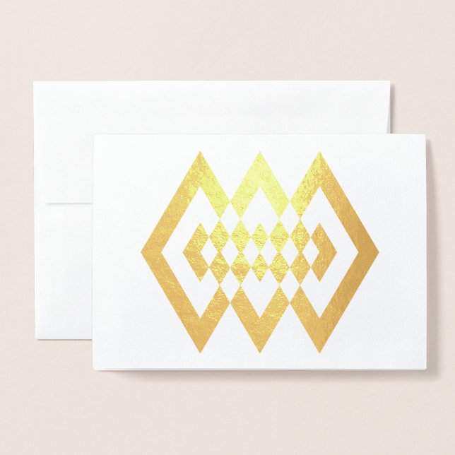 Golden Deco Shapes Foil Card (Front With Envelope)