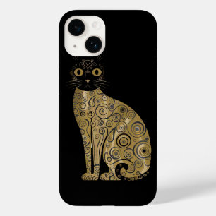 Golden Decorative Gustav Klimt Style Black Cat Art Case-Mate iPhone 14 Case