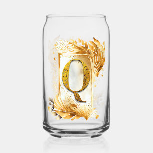 Golden Decorative Monogram Q Can Glass