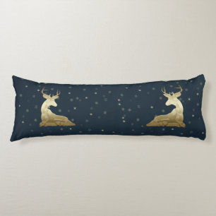 Golden Deer and Snowflakes Body Cushion