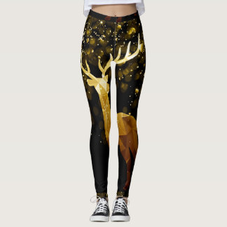 GOLDEN DEER BLACK LEGGINGS