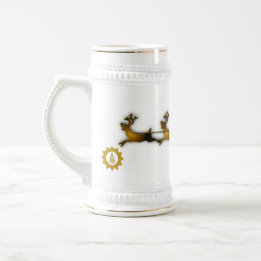 Golden Deer Christmas Santa Claus Sledge Beer Stein