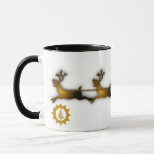 Golden Deer Christmas Santa Claus Sledge  Mug