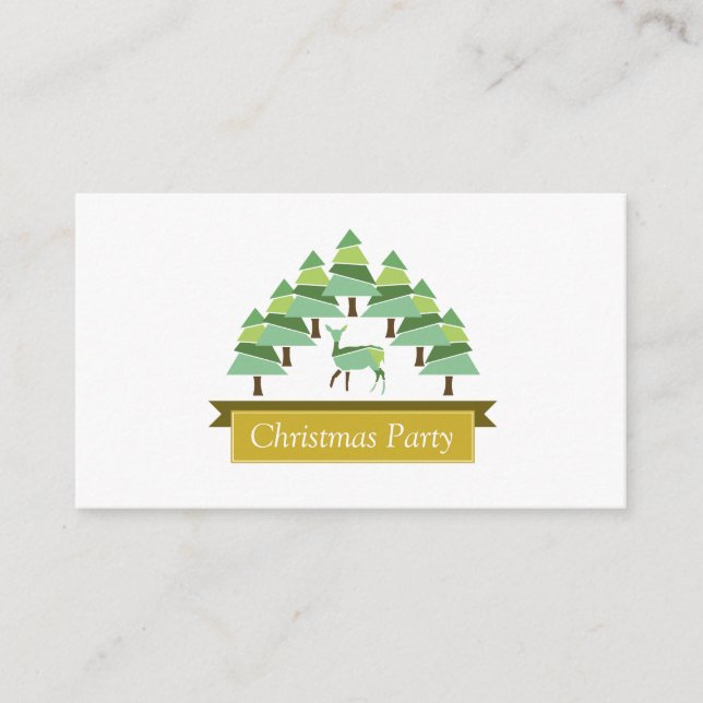 Golden deer forest, Christmas Party Ticket Invite (Front)