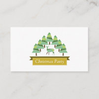 Golden deer forest, Christmas Party Ticket Invite