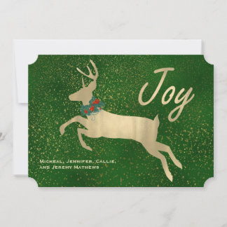 Golden Deer Joy Christmas Card