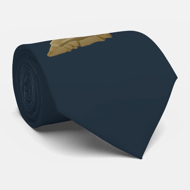 Golden Deer on Dark Blue, Customisable Tie (Rolled)