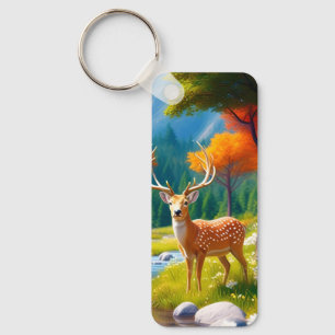 Golden Deer Standing in The Forest-987679 Key Ring