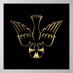 Golden Descent of The Holy Spirit Symbol Poster