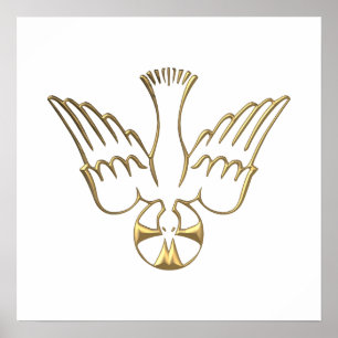 Golden Descent of The Holy Spirit Symbol Poster