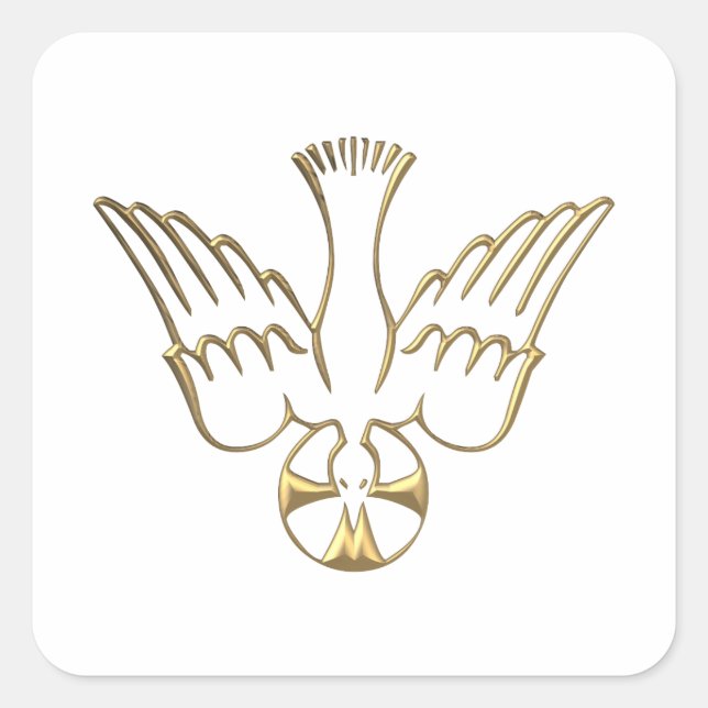 Golden Descent of The Holy Spirit Symbol Square Sticker (Front)