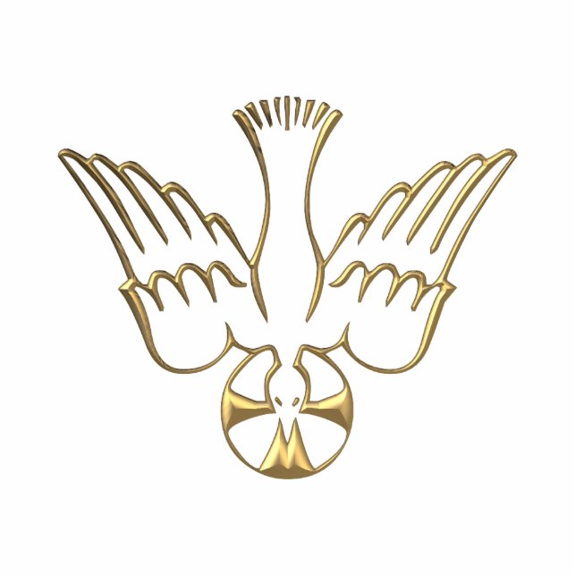 Golden Descent of The Holy Spirit Symbol Standing Photo Sculpture (Front)