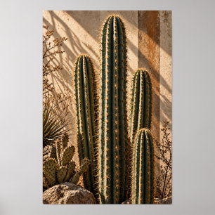 Golden Desert Cactus Botanical Wall Art