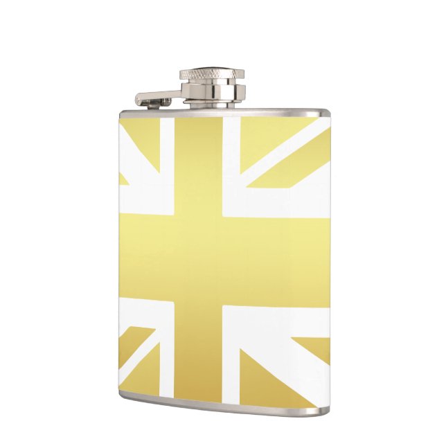 Golden Design Union Jack British Flag Hip Flask (Left)